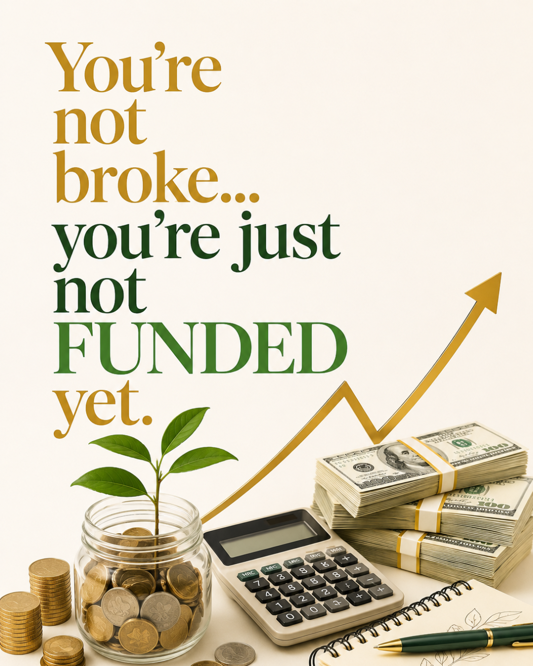 Business funding social creative with growth chart and savings jar
