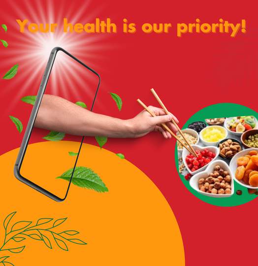 Health food promo graphic with bold typography