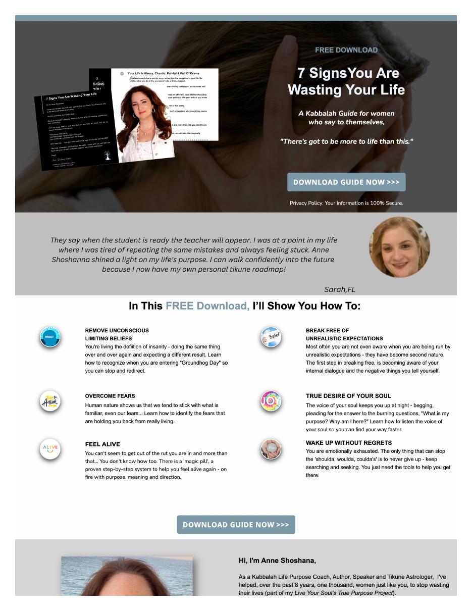 Lead magnet funnel landing page built for a coaching client