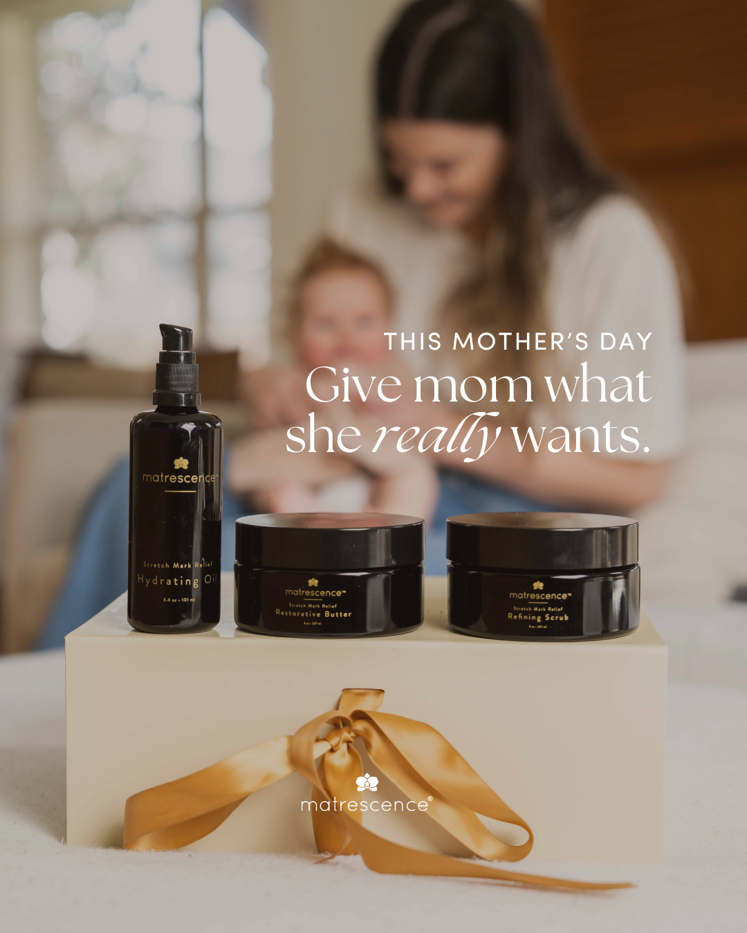 Mother's Day product campaign creative for a skincare brand